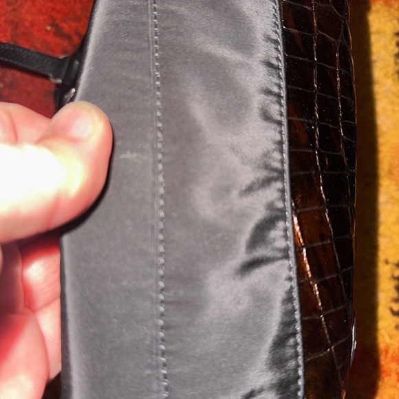 Brighton Twister Bennett Nylon Croco Patent Top Handle Zipper Backpack Bag Purse - Picture 9 of 10